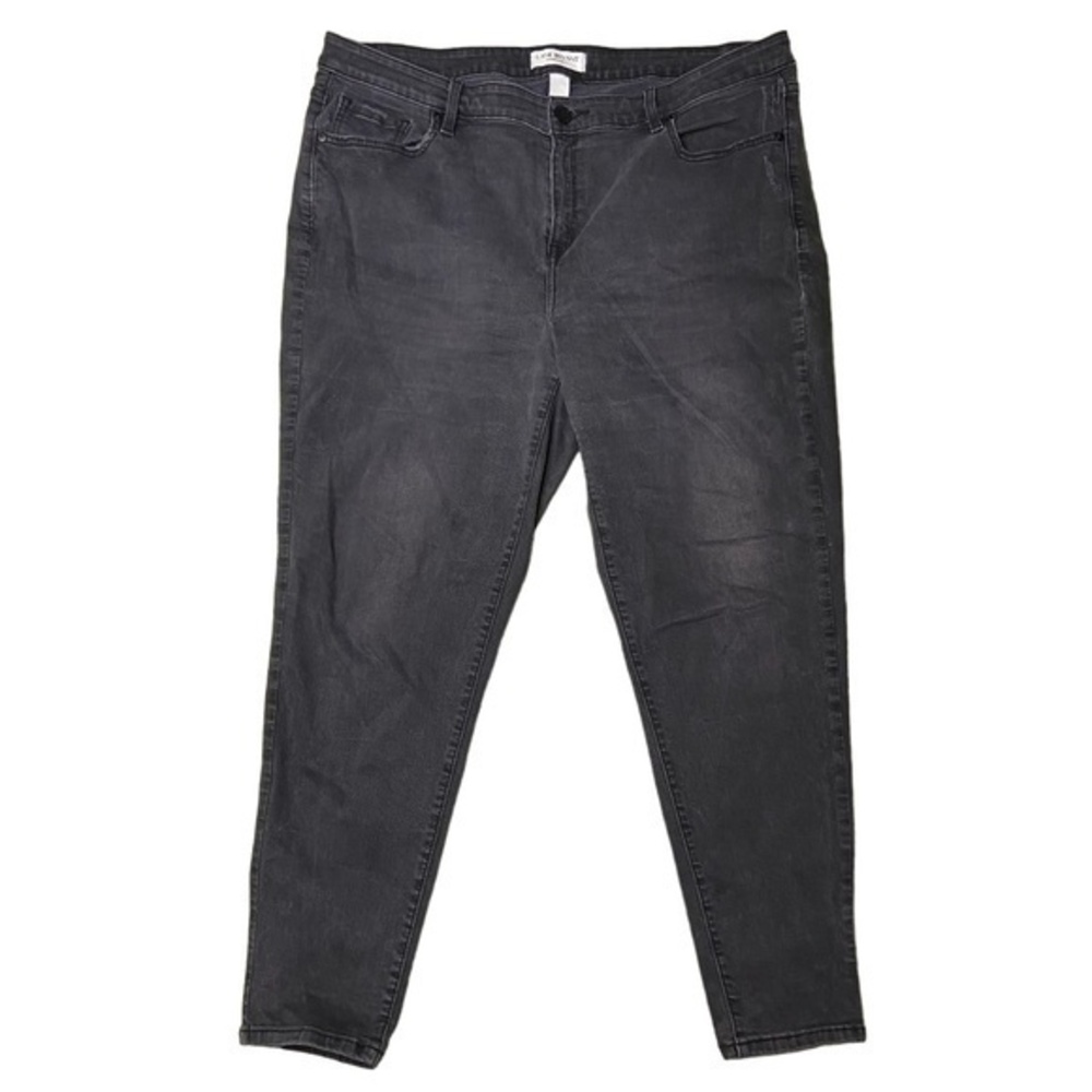 Lane Bryant Jeans Super Stretch Skinny‎ Mid-Rise Faded Black Distressed Size 20